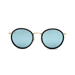 Kapten & Son Sonnenbrille Amsterdam - Farbe: Matt Black Gold Blue Mirrored Schwarz Blau