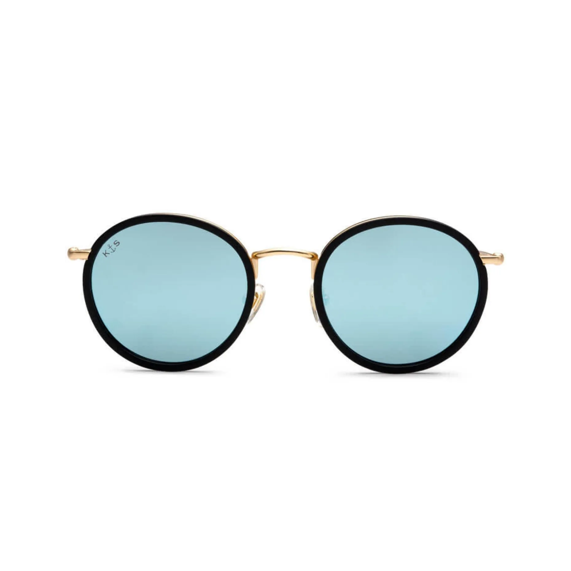 Kapten & Son Sonnenbrille Amsterdam - Farbe: Matt Black Gold Blue Mirrored Schwarz Blau