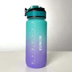 MOTIWATER 600ml Trinkflasche Small mit motivierenden Sprüchen & Uhrzeit - Variante: Lila / Grün