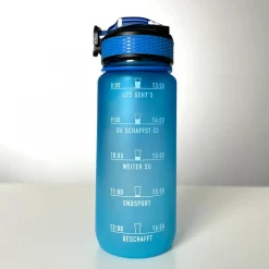 MOTIWATER 600ml Trinkflasche Small mit motivierenden Sprüchen & Uhrzeit - Variante: Blau