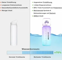 Motiwater Trinkflasche 2 L Grün / Lila