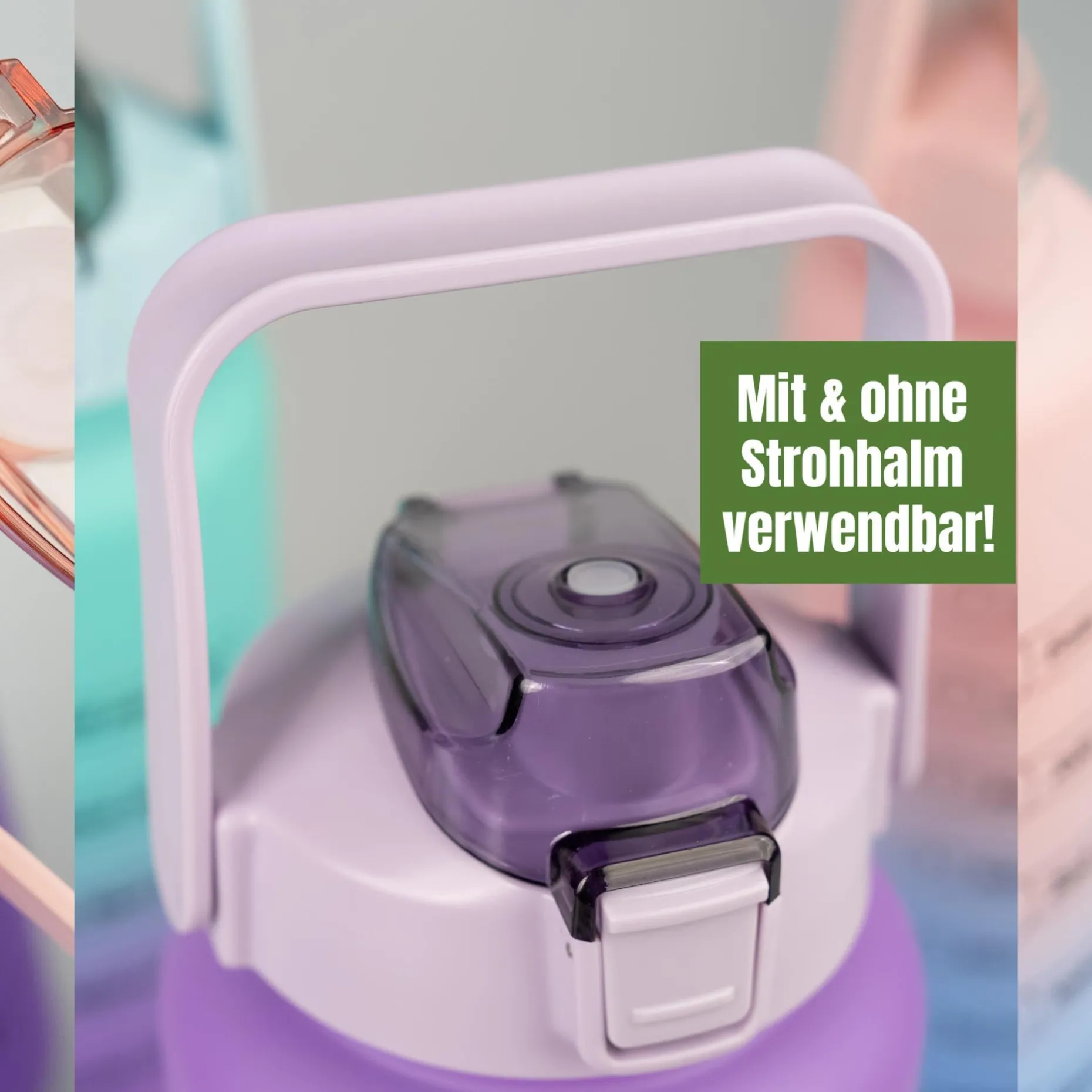 Motiwater Trinkflasche 2 L Lila / Türkis