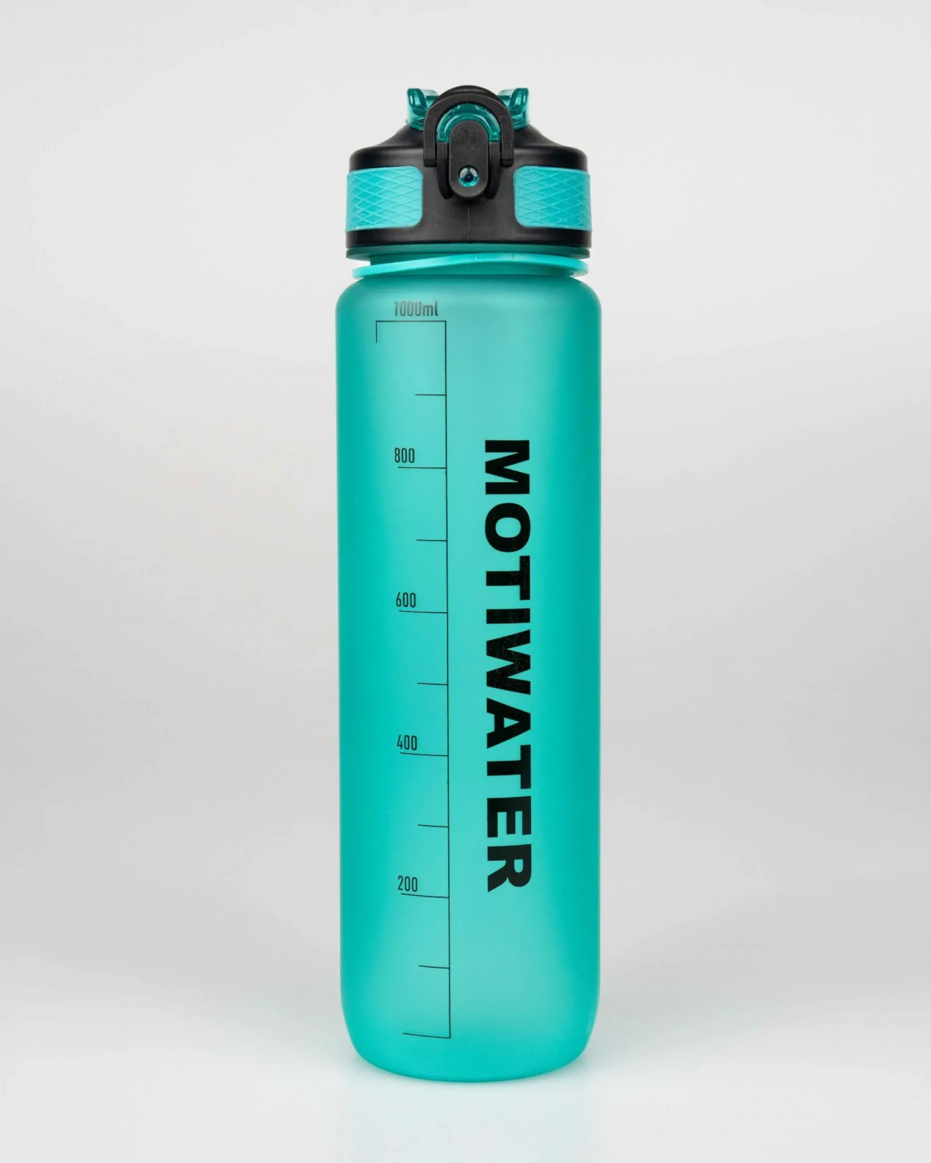 MOTIWATER Trinkflasche mit motivierenden Sprüchen & Uhrzeit - Variante: Grün (Schrift schwarz)