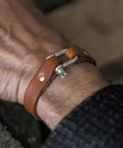 Pig & Hen Armband Sharp Simon Cognac Silber