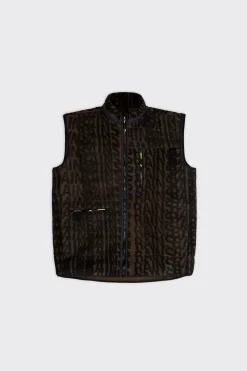 Rains Weste Heavy Fleece Vest Wood-Black Monogram