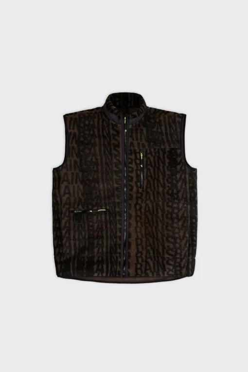 Rains Weste Heavy Fleece Vest Wood-Black Monogram