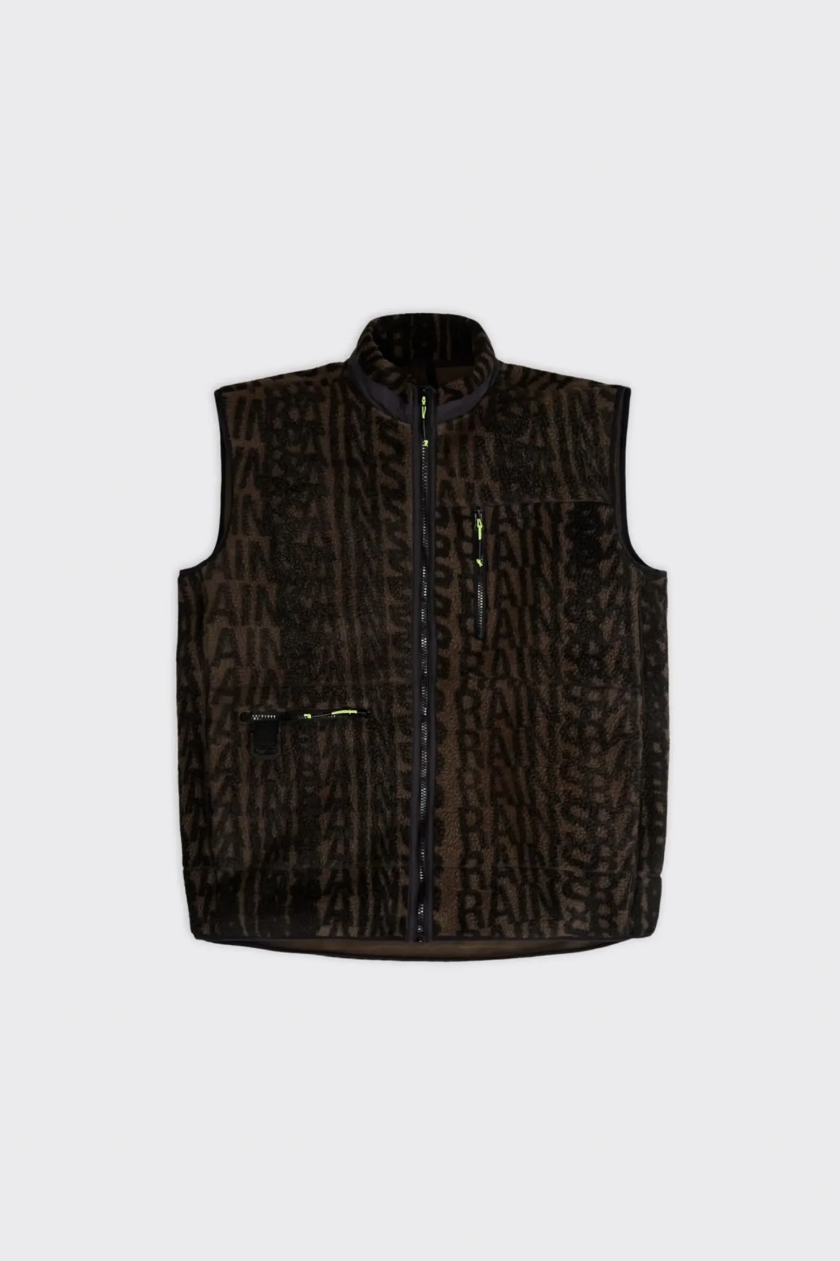 Rains Weste Heavy Fleece Vest Wood-Black Monogram - Variante: XS