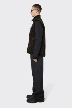 Rains Weste Heavy Fleece Vest Wood-Black Monogram