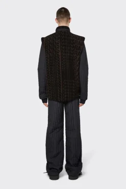 Rains Weste Heavy Fleece Vest Wood-Black Monogram