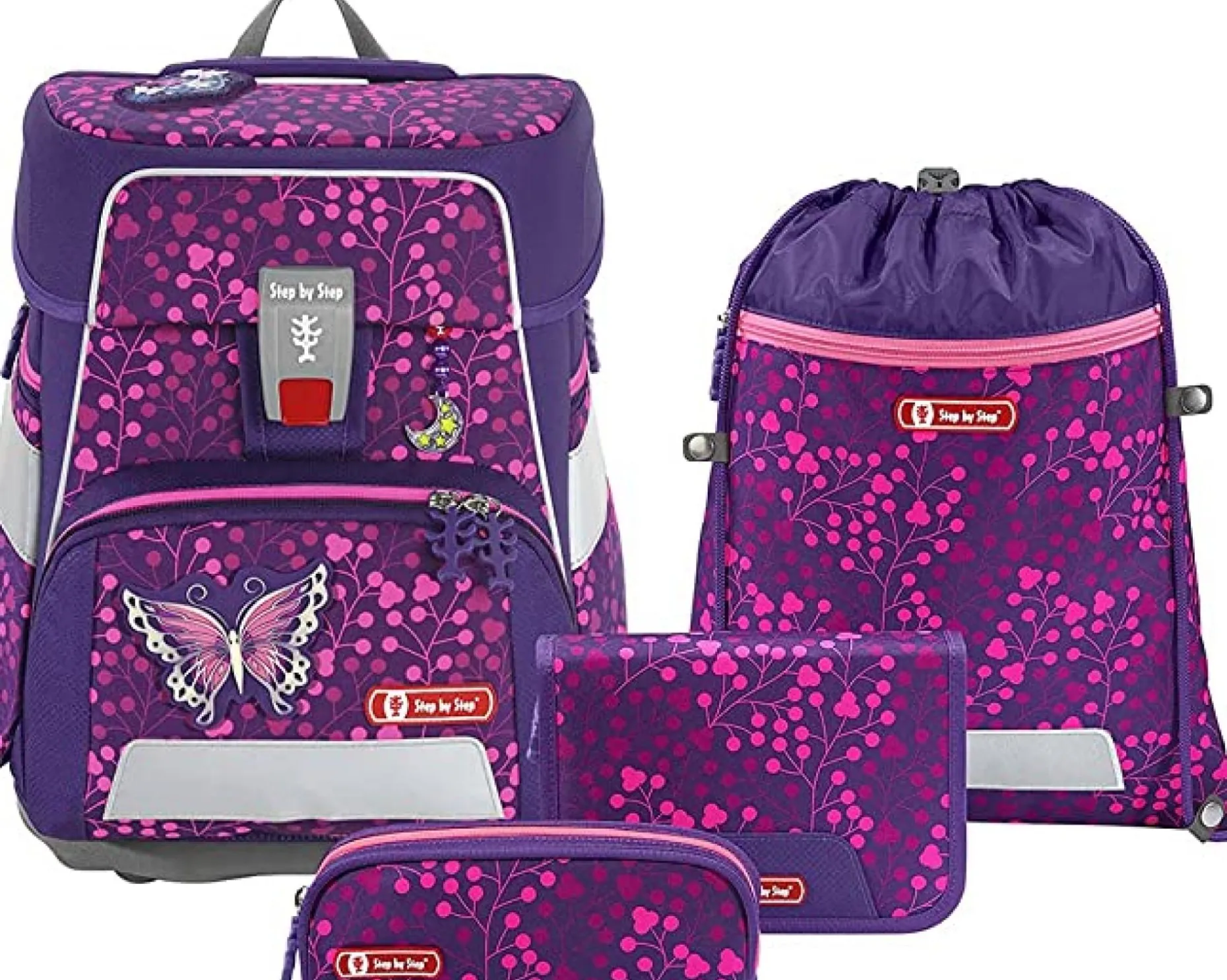 Step by Step Schulranzen-Set SPACE Shine - Variante: Butterfly Night