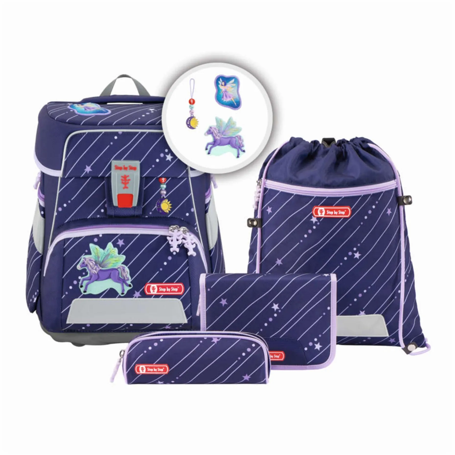 Step by Step Schulranzen-Set SPACE - Variante: Fantasy Pegasus Set blau
