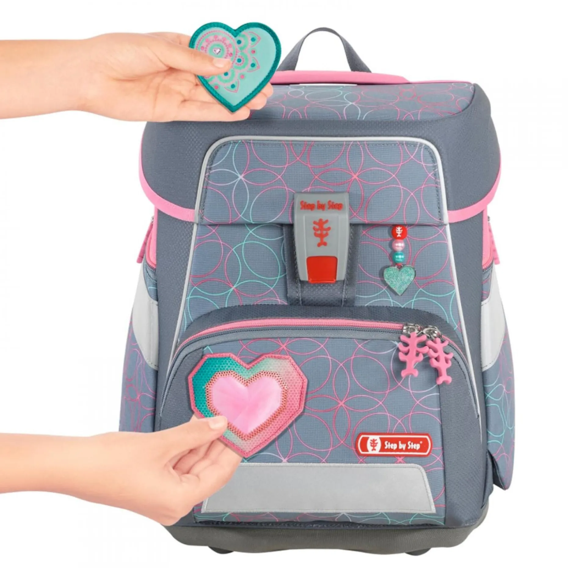 Step by Step Schulranzen-Set SPACE - Variante: Glitter Heart, 5-teilig