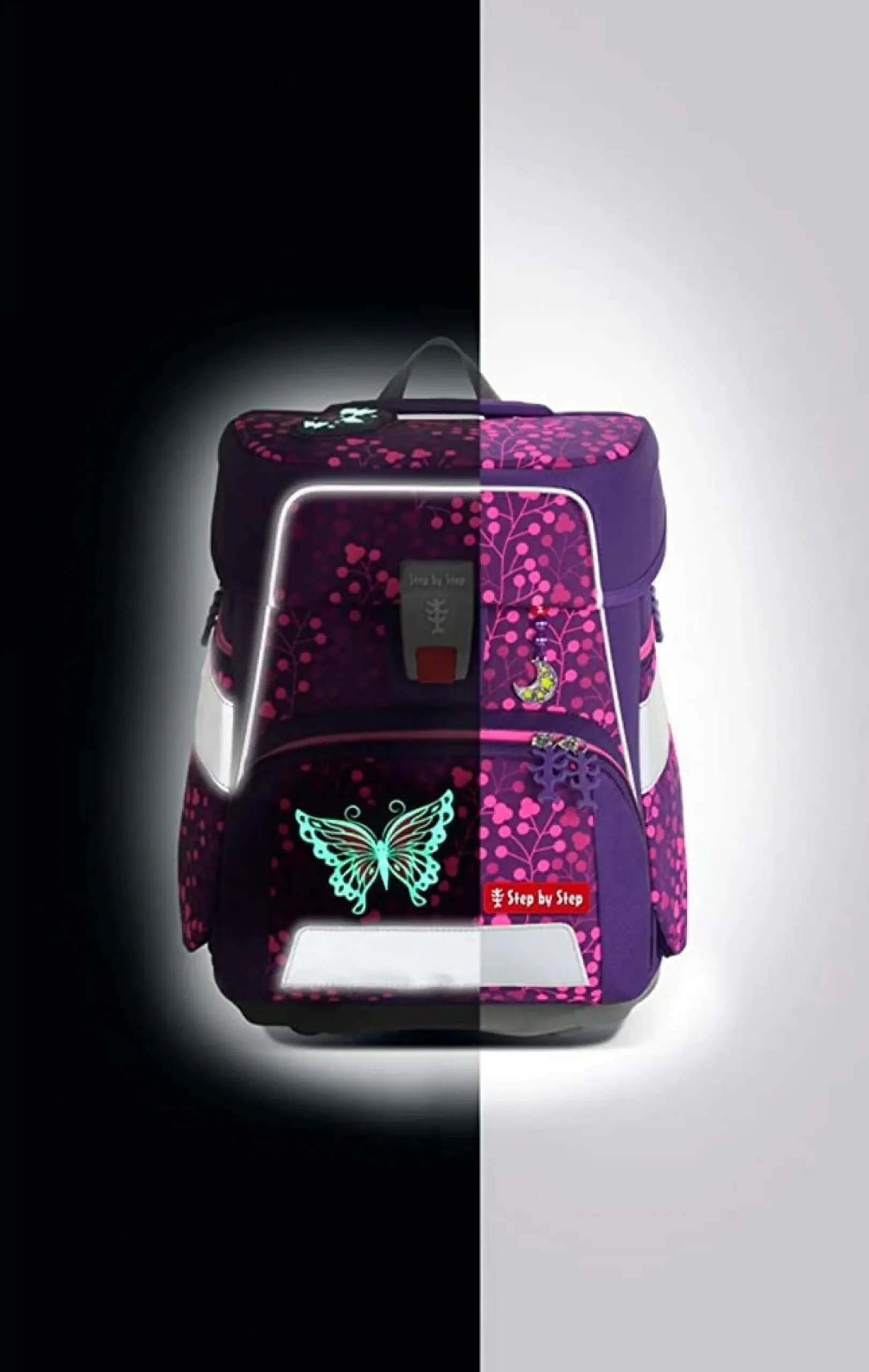 Step by Step Schulranzen-Set SPACE Shine - Variante: Butterfly Night