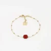 Zag Bijoux BRACELET SHORT STEEL agate blanche Pablo 15+3cm
