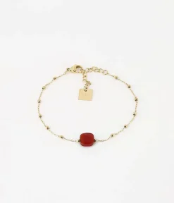 Zag Bijoux BRACELET SHORT STEEL agate blanche Pablo 15+3cm