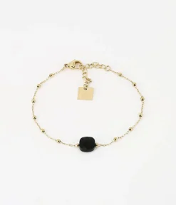 Zag Bijoux BRACELET SHORT STEEL agate blanche Pablo 15+3cm