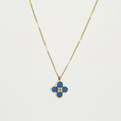 ZAG Bijoux Halskette Blume - Farbe: Blau/Gold