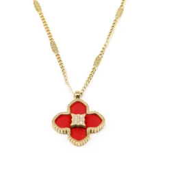 ZAG Bijoux Halskette Blume - Farbe: Rot/Gold