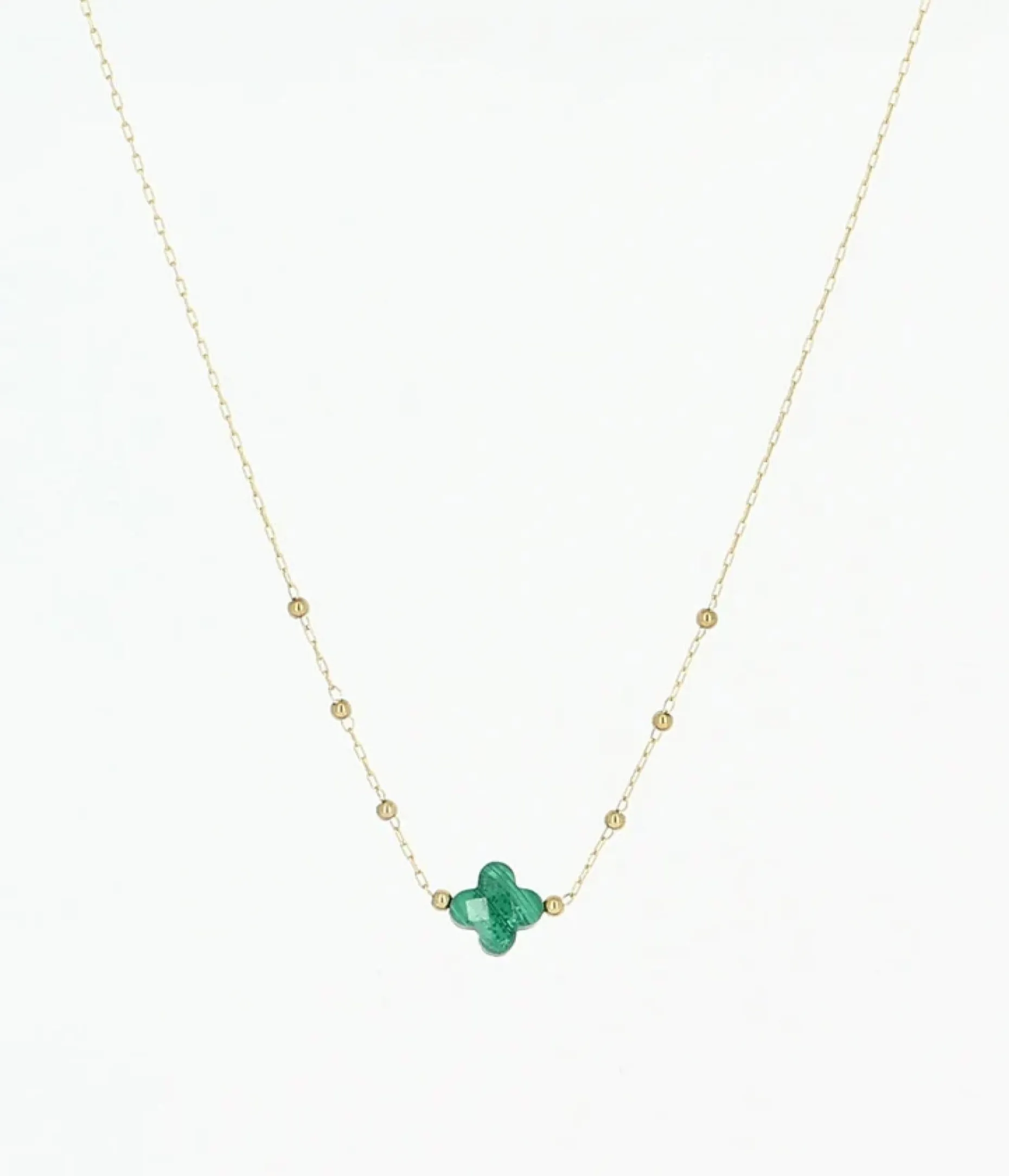 Zag Bijoux Halskette Velasquez SHORT GOLDEN STEEL Malachite 38CM+5 - Variante: Malachite