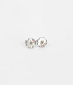Zag Bijoux Ohrstecker Blume - Farbe: silber/Perlmutt/Zirkonienstein