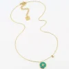 Zag Bijoux Sun Necklace Edelstahl vergoldet Grün