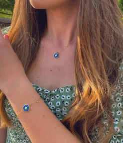 Zag Bijoux Sun Necklace Edelstahl vergoldet Grün