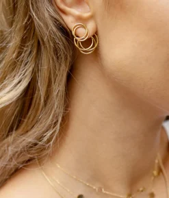 Zag Bijoux Wirbel Ohrstecker zweiteilige Ringe - Farbe: Gold